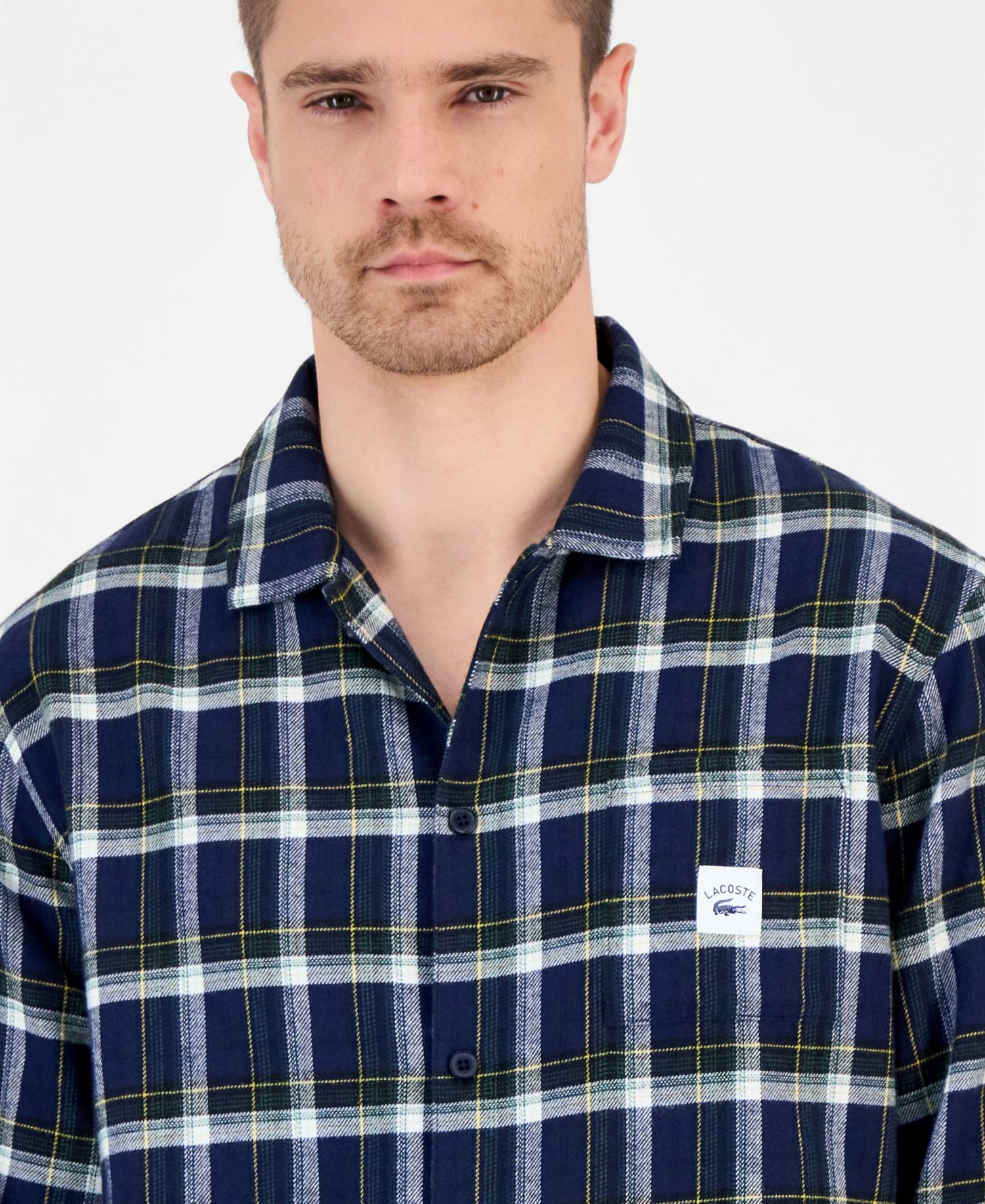 Men's Flannel Plaid Button-Front Top and Pajama Pants, 2-Piece Set