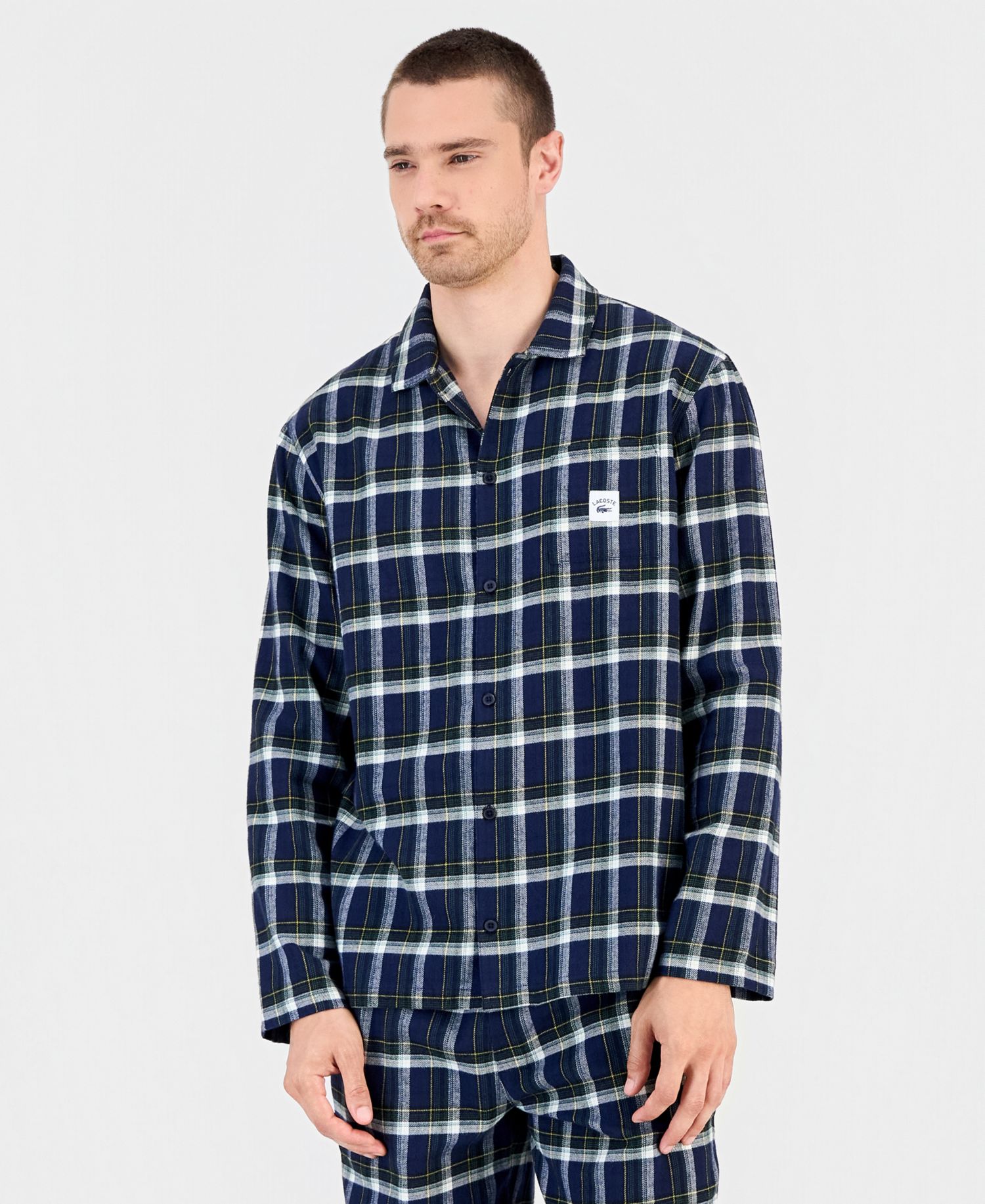 Men's Flannel Plaid Button-Front Top and Pajama Pants, 2-Piece Set