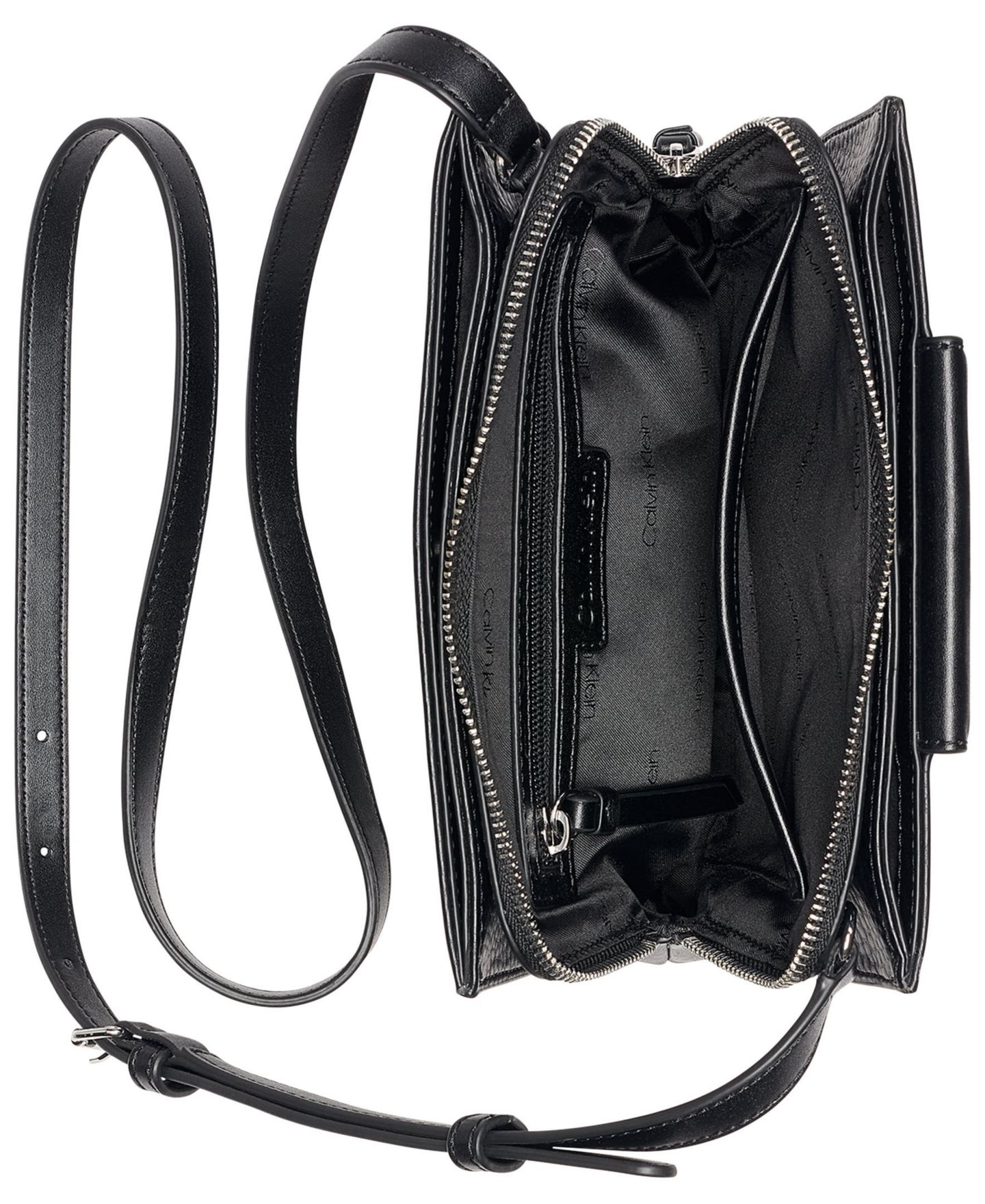 Женская сумка Calvin Klein Sybil Small Zipper Crossbody Handbag, цвет: Чёрный / Серебряный — фото 4