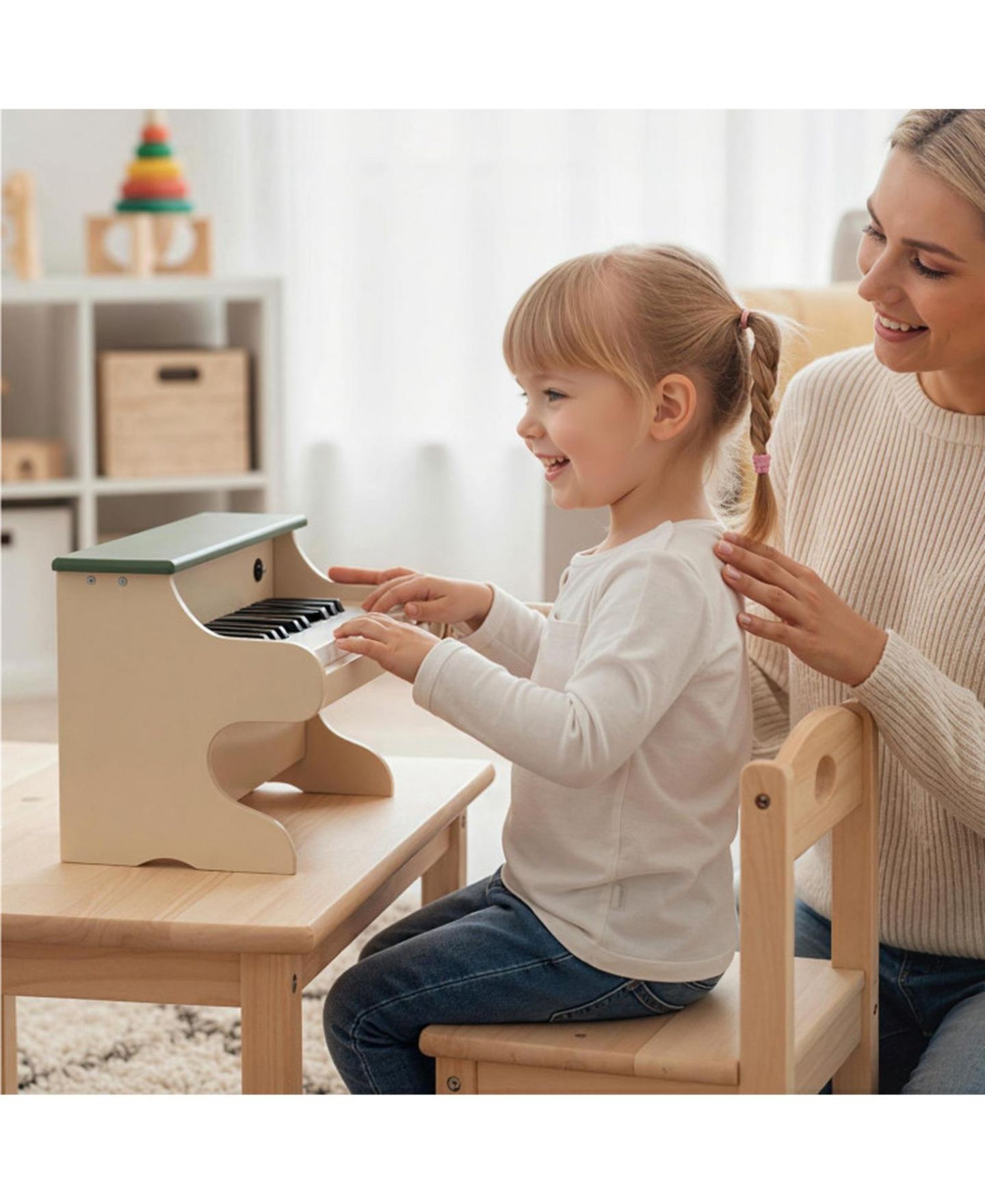 Детские игрушки SUGIFT 25 Keys Wooden Digital Piano Keyboard and Music Stand, 2-Piece Set, Ages 3+, цвет: Зелёный — фото 8