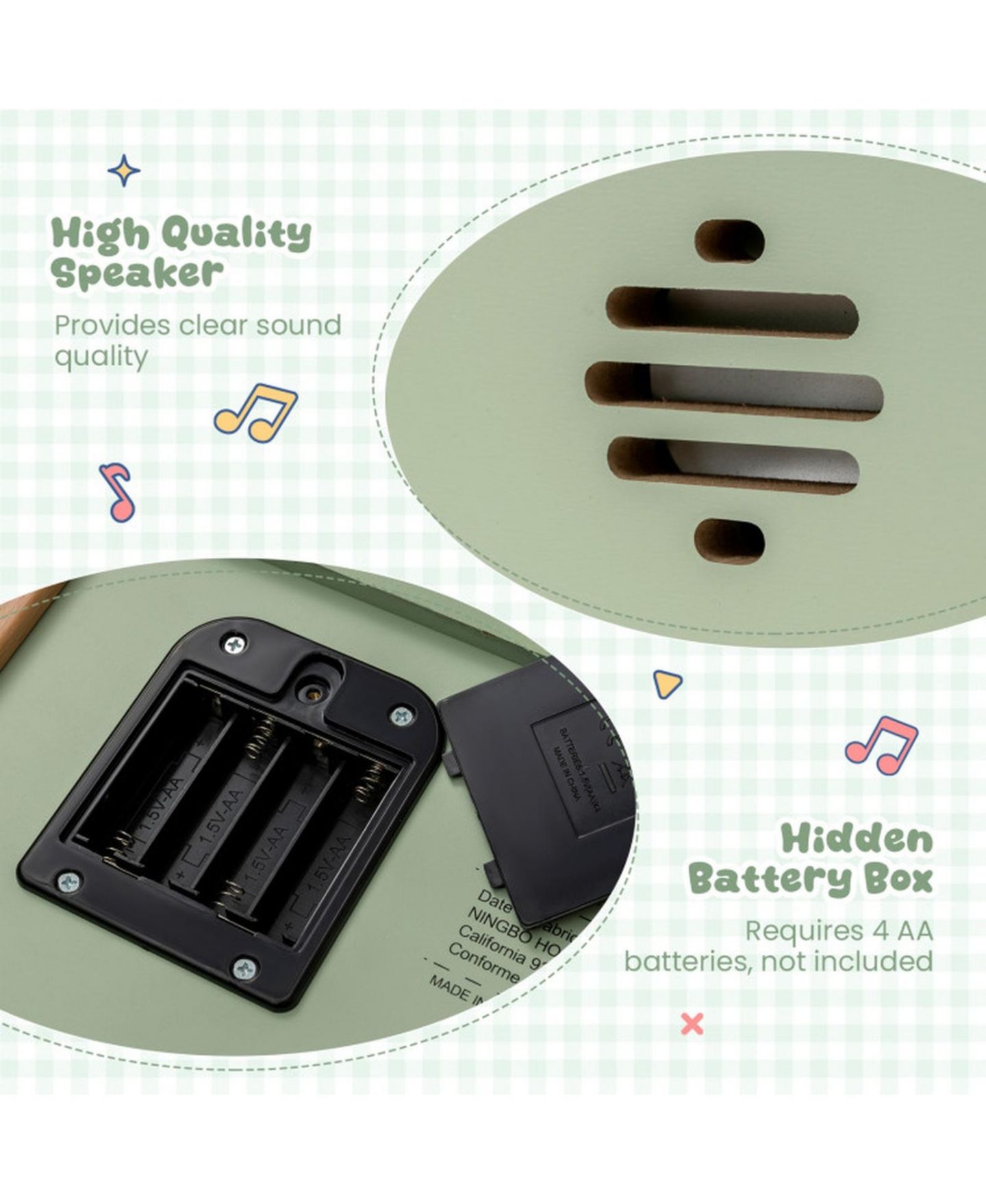 Детская игрушка HONGGE 18-Key Wooden Battery-Operated Piano, Ages 3+, цвет: Тёмно-зелёный — фото 5
