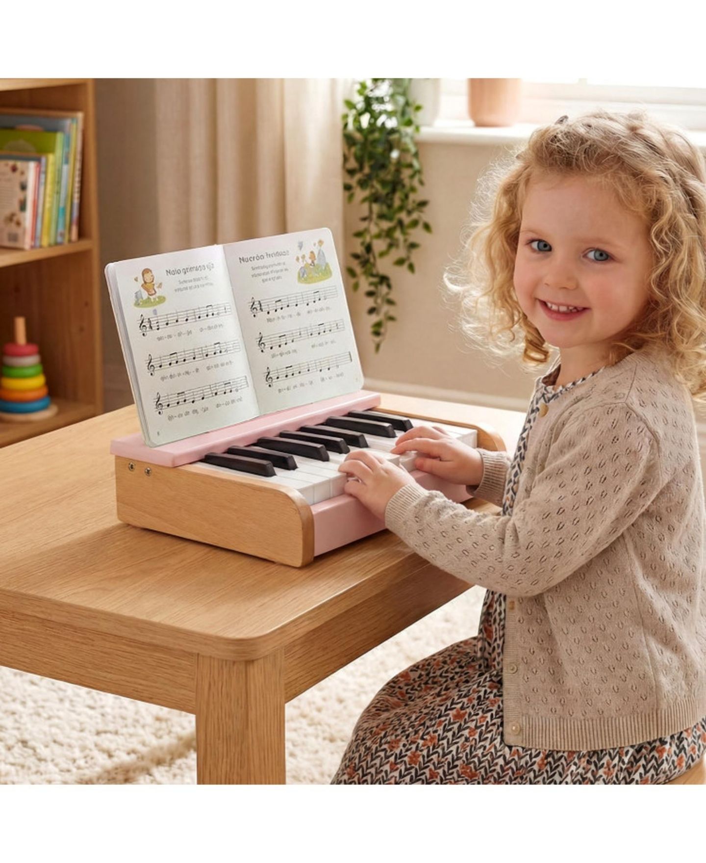Детская игрушка HONGGE 18-Key Wooden Musical Toy Piano, Ages 3+, цвет: Розовый — фото 9