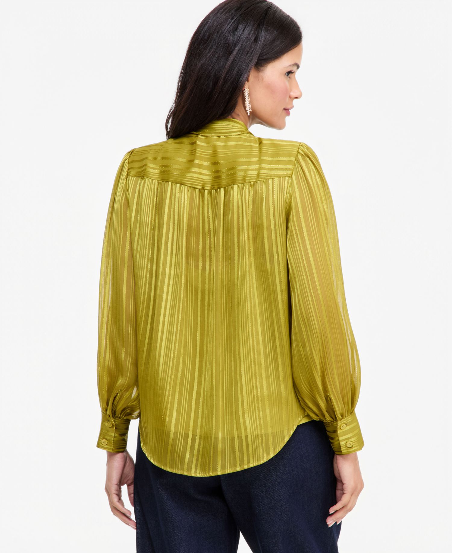 Women's Long-Sleeve Tie-Neck Blouse