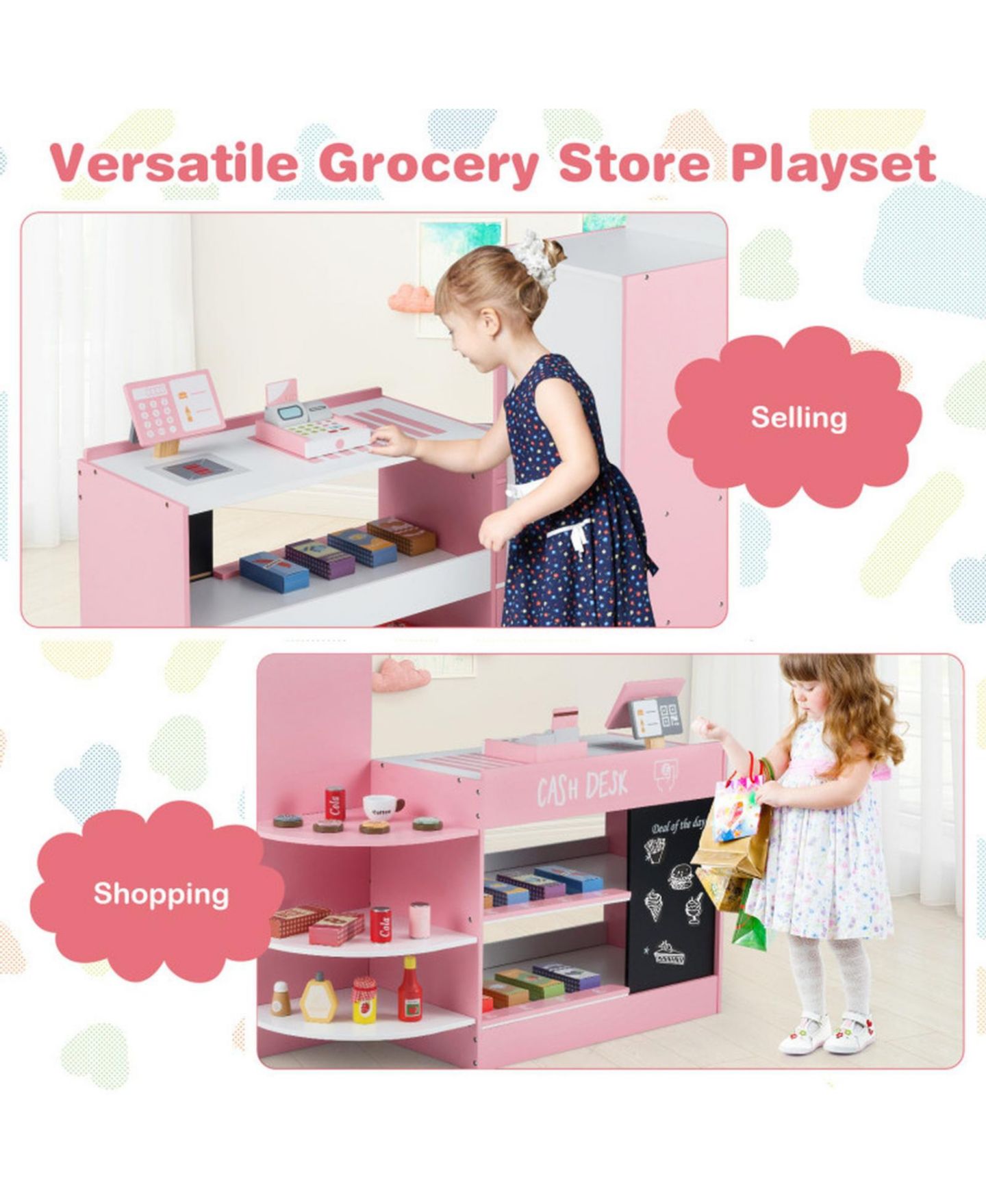 Детский игровой набор SUGIFT Kids Grocery Store Playset with Cash Register and Pos Machine, цвет: Серый — фото 10