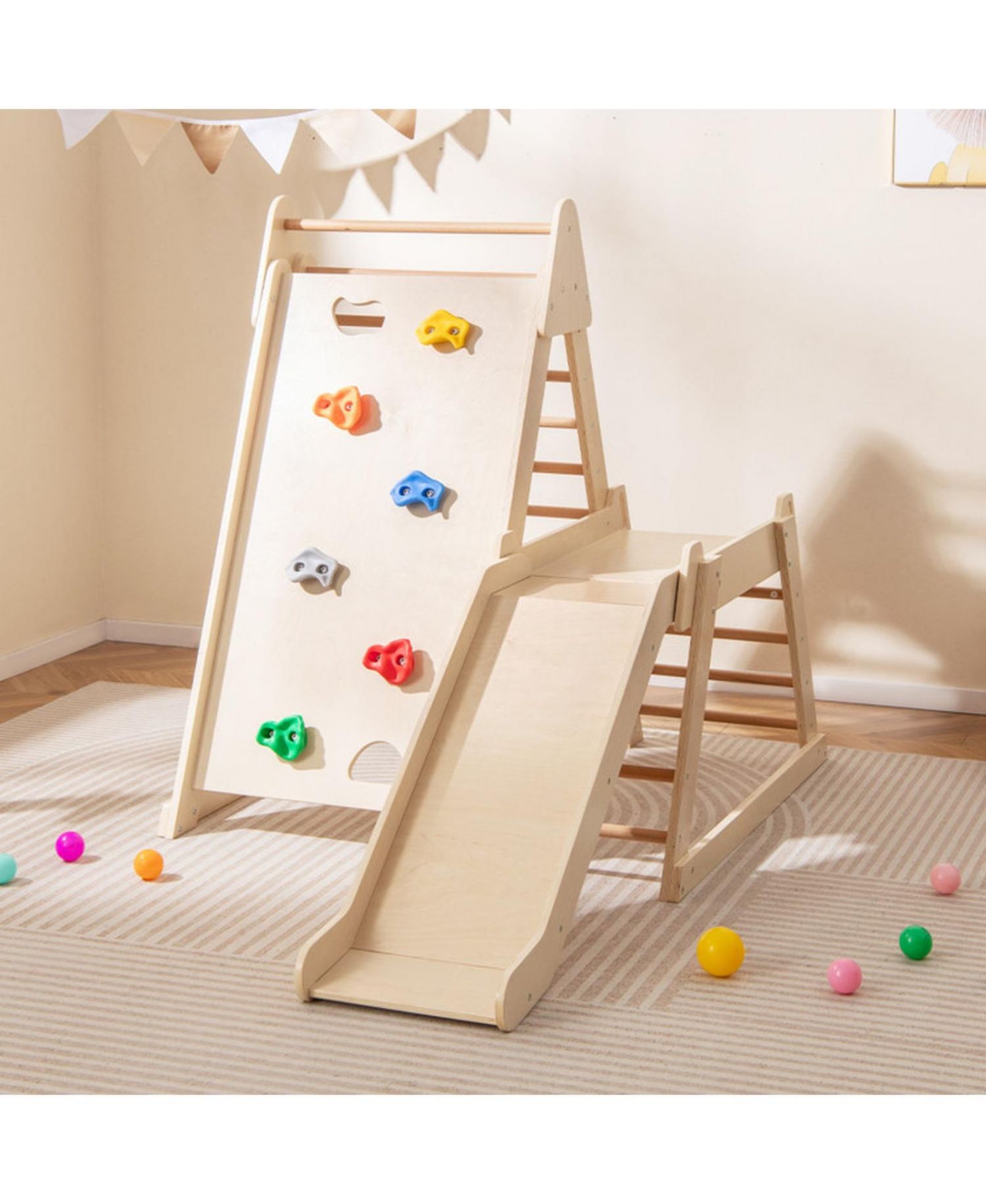 3-in-1 Indoor Jungle Gym with Extended Slide, Ages 3+
