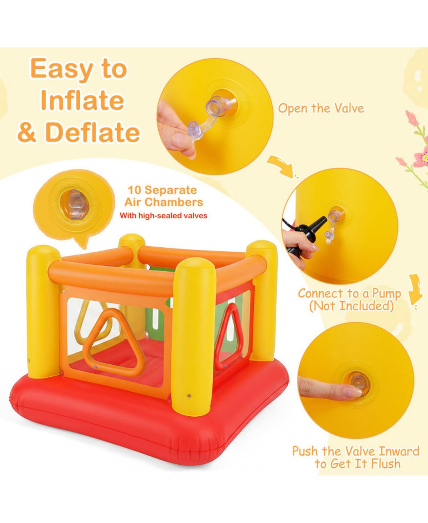 Детская игрушка HONGGE 3-in-1 Inflatable Bounce House, 63" x 63" x 49", 110 lbs Capacity, Ages 3+, цвет: Красный — фото 5