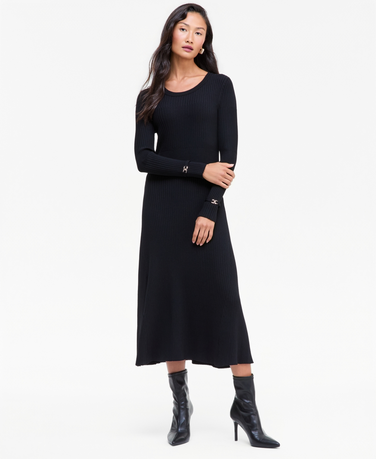 I.n.c. International Concepts Women's Crewneck Ribbed Long-Sleeve Sweater Dress, Macy's Exclusive
