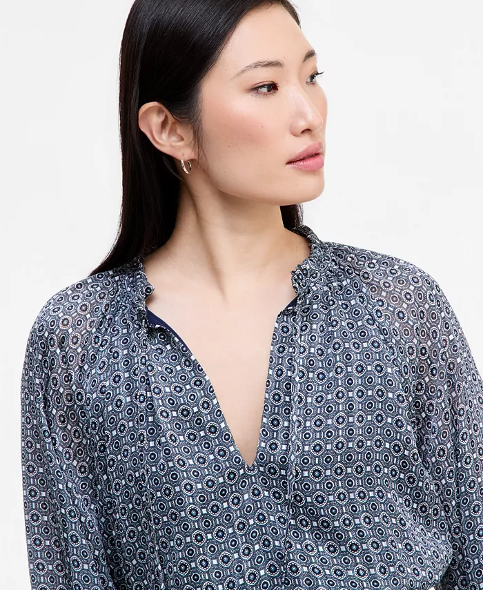 Women's Long-Sleeve Printed High-Low Dress - thumbnail 9