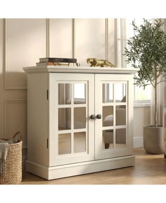 2 Decorative Acrylic Mirrored Door Storage Sideboard with Adjustable Shelf