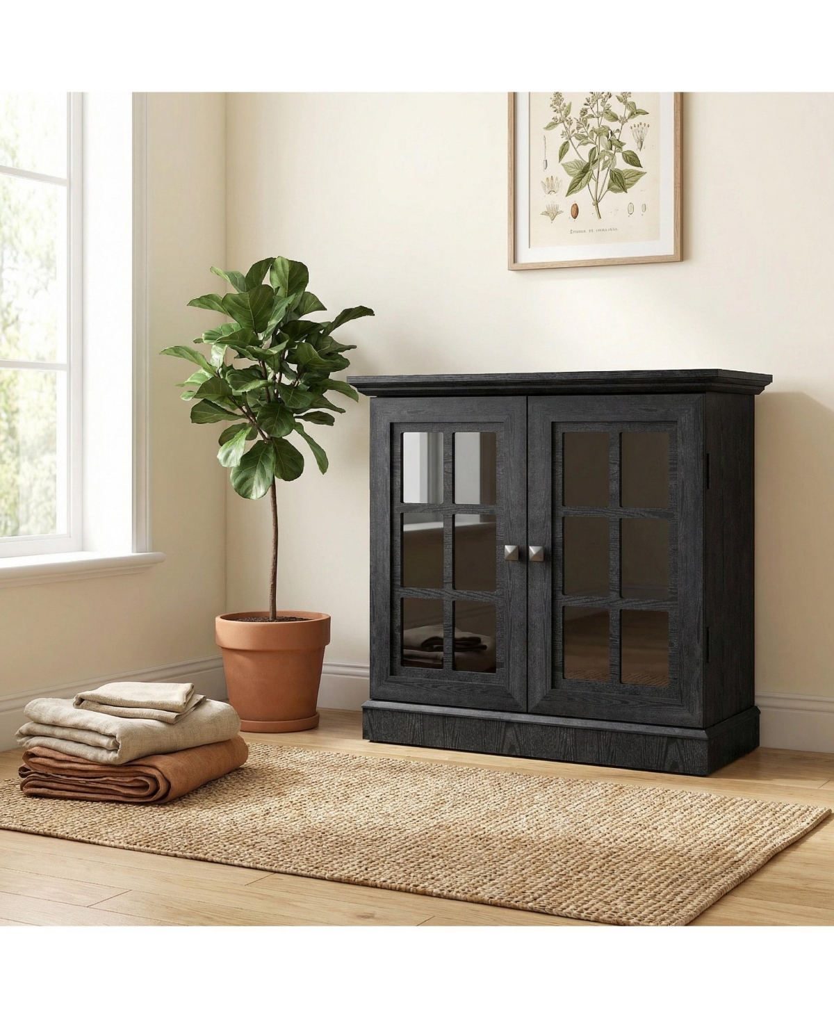 Sailvan 2 Decorative Acrylic Mirrored Door Storage Sideboard with Adjustable Shelf