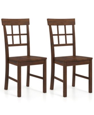 Set of 2 Rubber Wood Dining Chairs with High Backrests