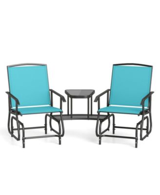 2-Seater Outdoor Glider Bench with 2-Tier Center Table