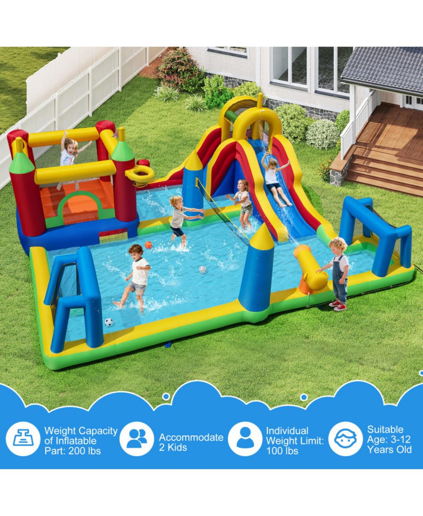 Детская игрушка SUGIFT 9-in-1 Inflatable Water Slide Bounce House (197" x 161" x 75"), Accommodates 2 Kids, Ages 3-12, цвет: Open Miscellaneous — фото 9