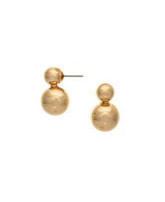 18K Gold Plated Polished Double Bubble Drop Earrings