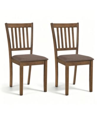 Set of 2 Upholstered Wooden Dining Chairs with Rubber Wood Frame
