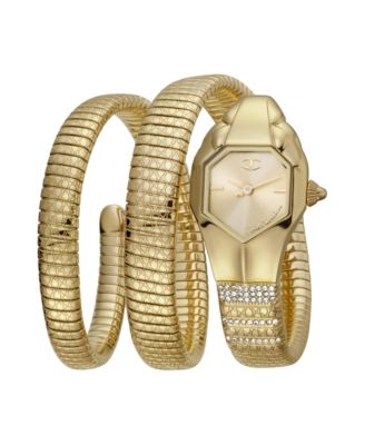 Women's Glam Snake Quartz IP Stainless Steel Bracelet Watch