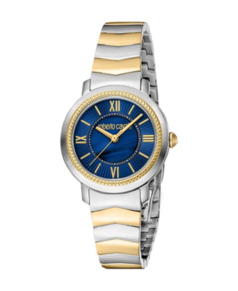 Женские часы Roberto Cavalli Glam Quartz Two Tone Stainless Steel Bracelet Watch, цвет: Серебряный