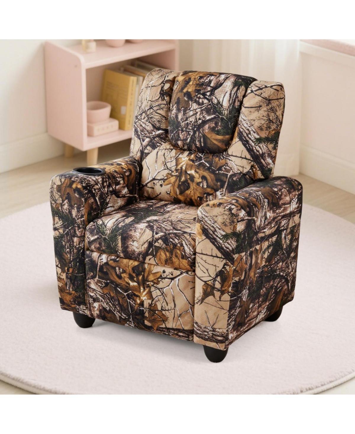 Sugift Kids Push Back Recliner Chair Toddler Reclining Armchair with Cup Holder