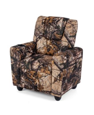 Kids Push Back Recliner Chair Toddler Reclining Armchair with Cup Holder