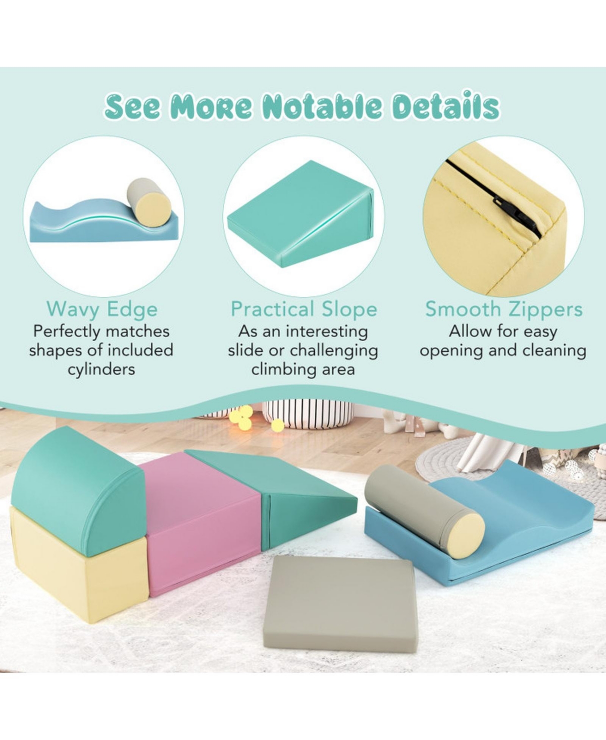 Hongge Infant Soft Foam 7-Piece Climbing Block Set