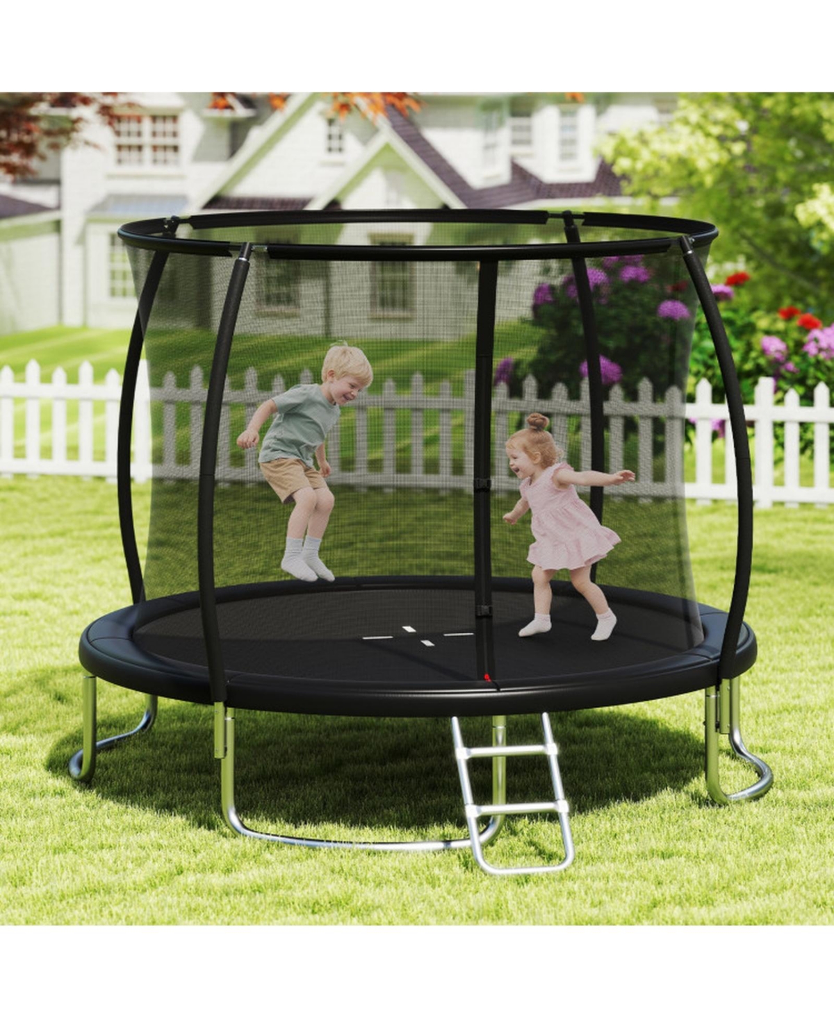 Hongge 12 ft Heavy-Duty Trampoline with Safety Enclosure Net, 1100 lb Capacity, Ages 3+