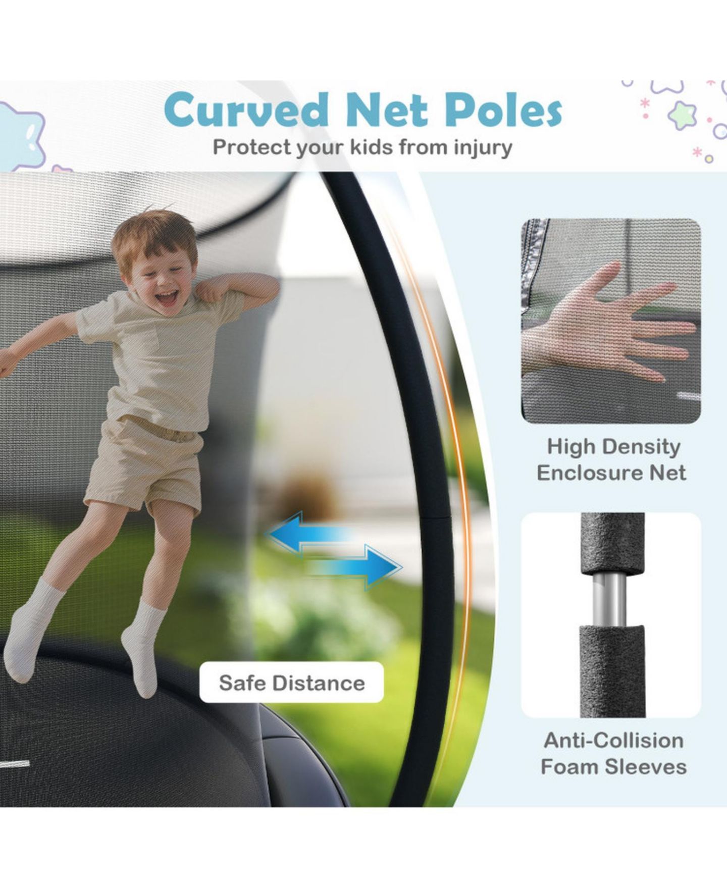 Детская игрушка HONGGE 12 ft Heavy-Duty Trampoline with Safety Enclosure Net, 1100 lb Capacity, Ages 3+, цвет: Чёрный — фото 5