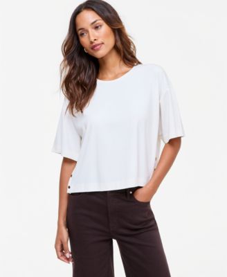 Women's Short-Sleeve Side-Snap Lounge Top