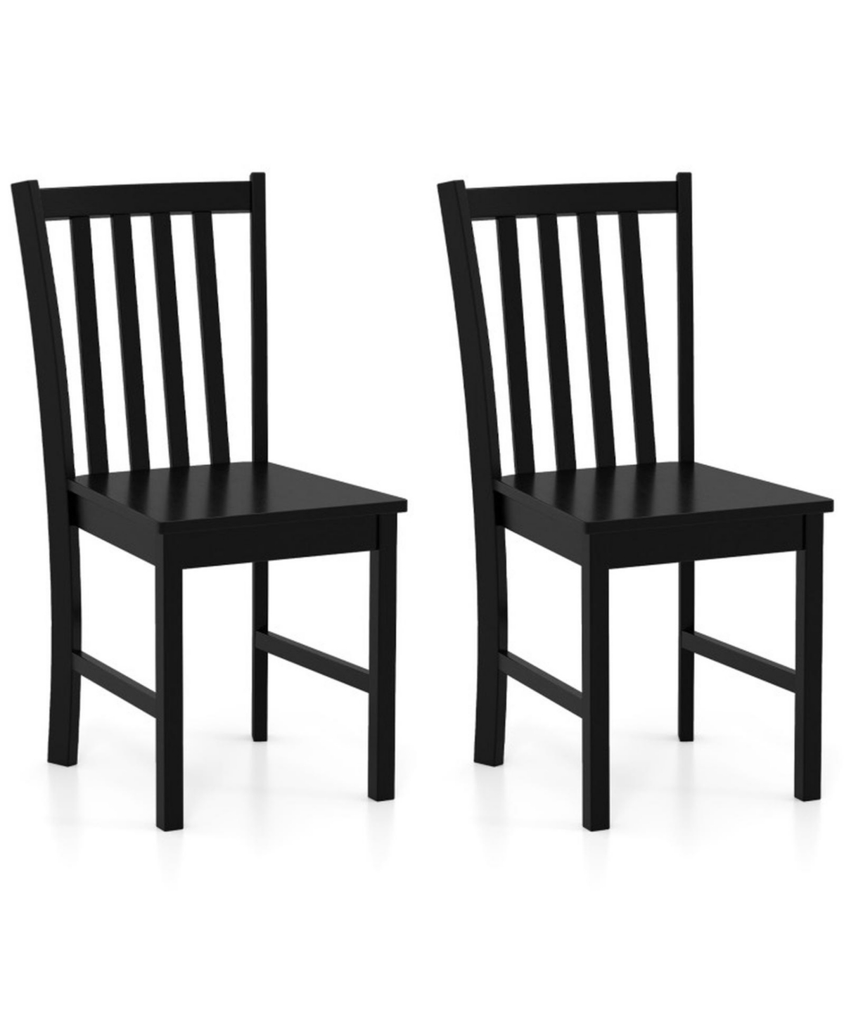 Sugift Set of 2 Rustic Wooden Dining Chairs with Slat Tilt Backrest