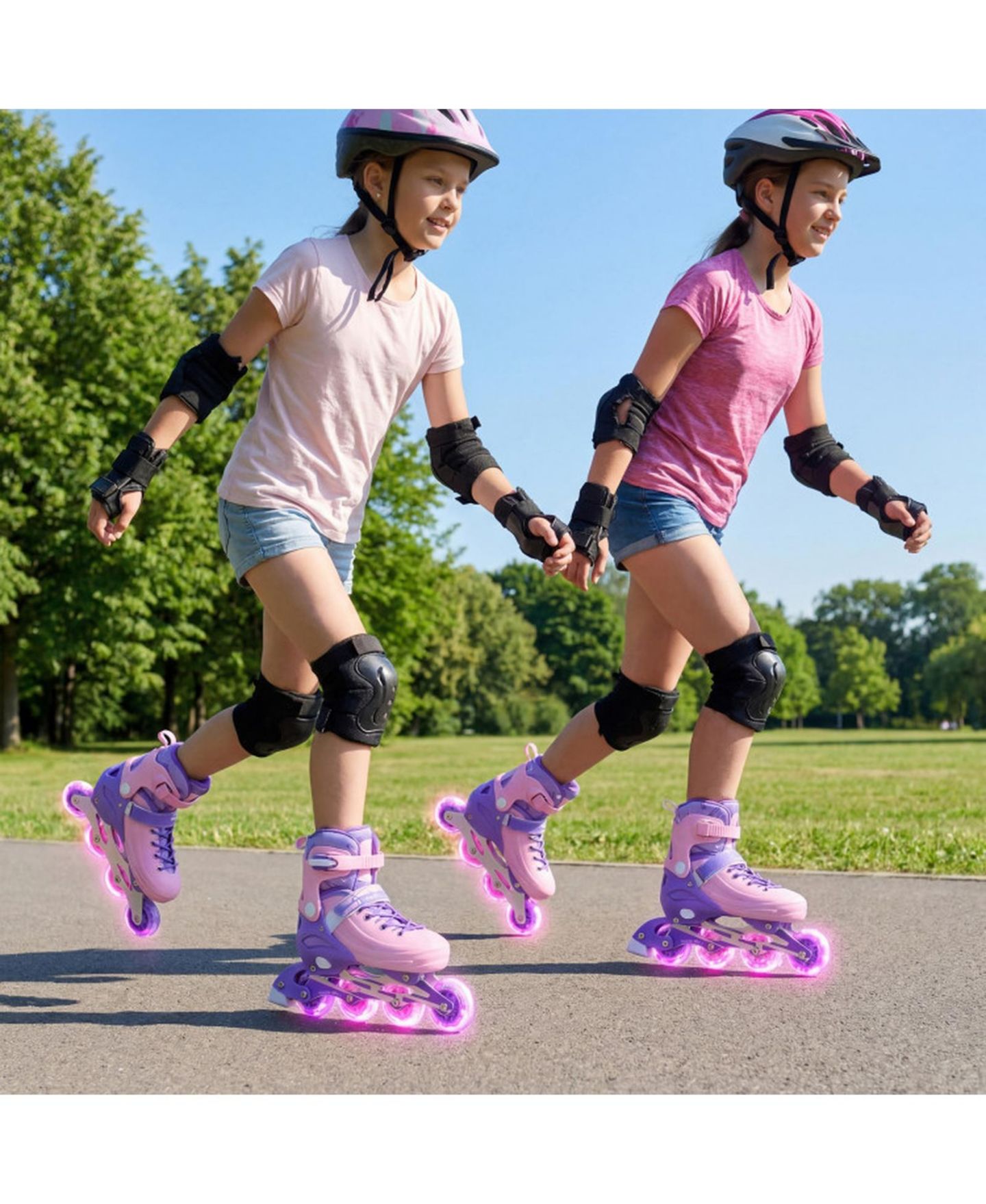 Детские игрушки HONGGE Light-Up Aluminum Adjustable Inline Skates, Ages 9-14, цвет: Фиолетовый — фото 2