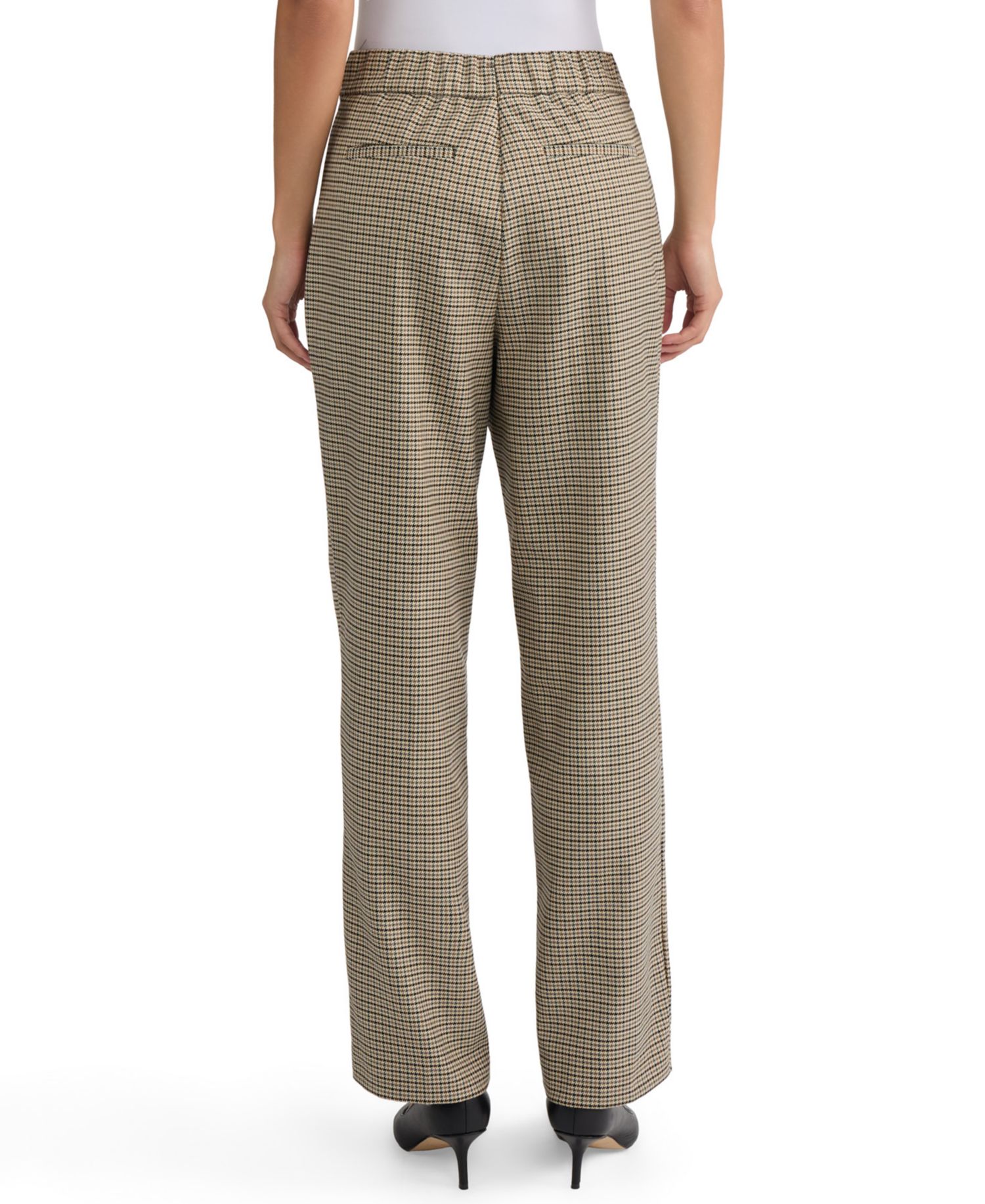Petite Pull-On Plaid Straight-Leg Pants