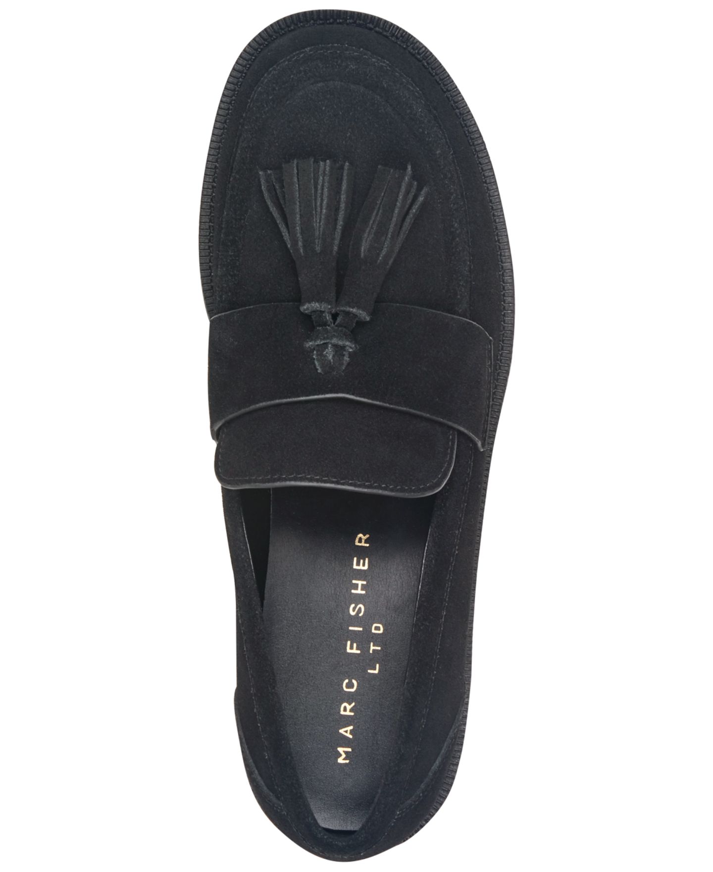 Женские туфли Marc Fisher LTD Tifani Suede Tassels Slip-On, цвет: Чёрный замшевый — фото 4
