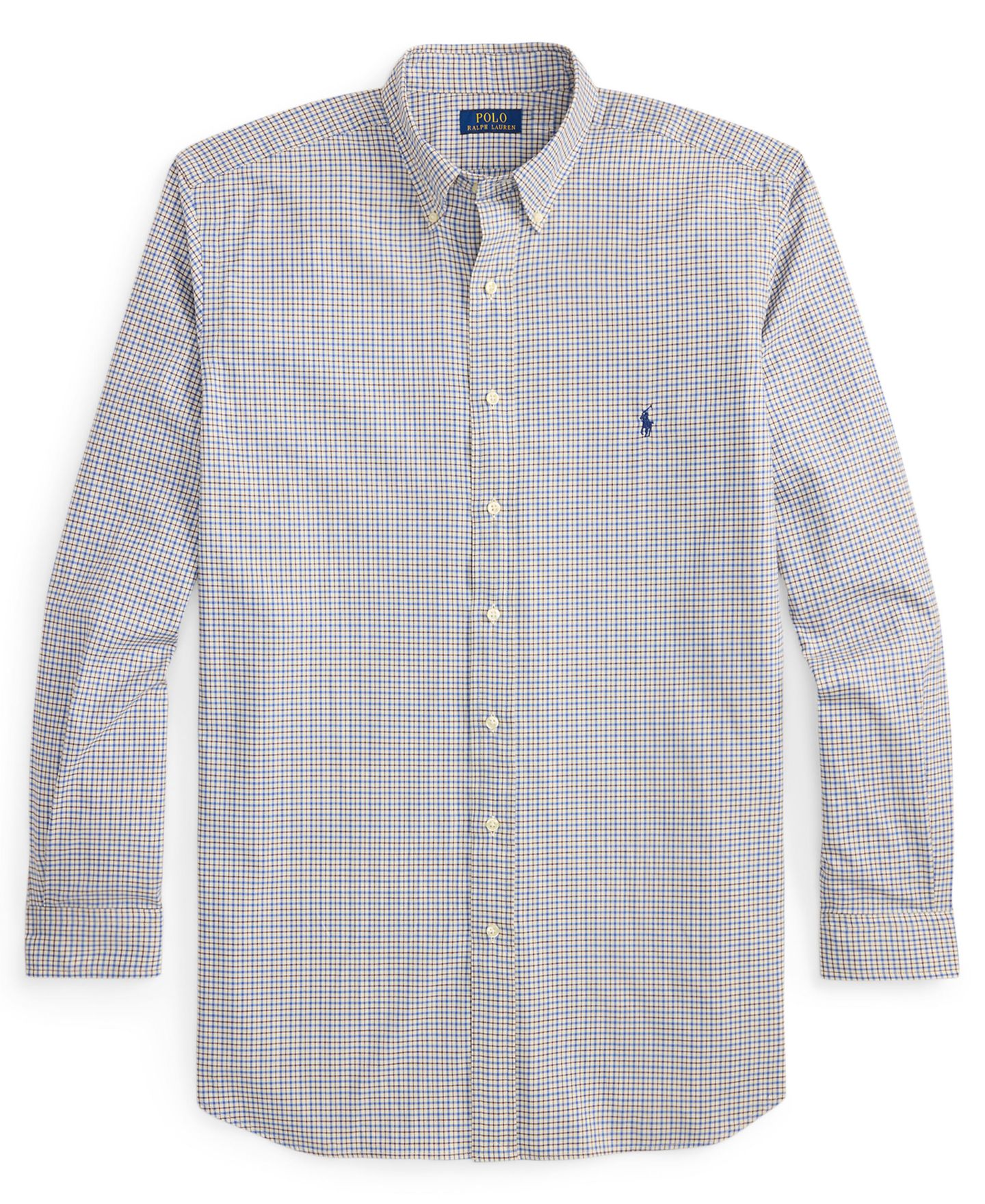 Мужская рубашка Polo Ralph Lauren Big & Tall Plaid Twill, цвет: Белый синий разноцветный — фото 5