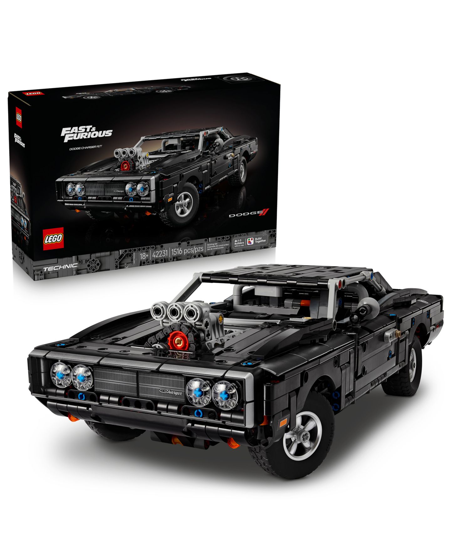 Детские конструкторы LEGO® Technic Fast and Furious Dodge Charger R/T Car 42231, 1516 Pieces — фото 1