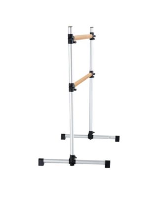 4 Ft Double Beechwood Ballet Barre Freestanding Height Adjustable Portable for Home Pilates