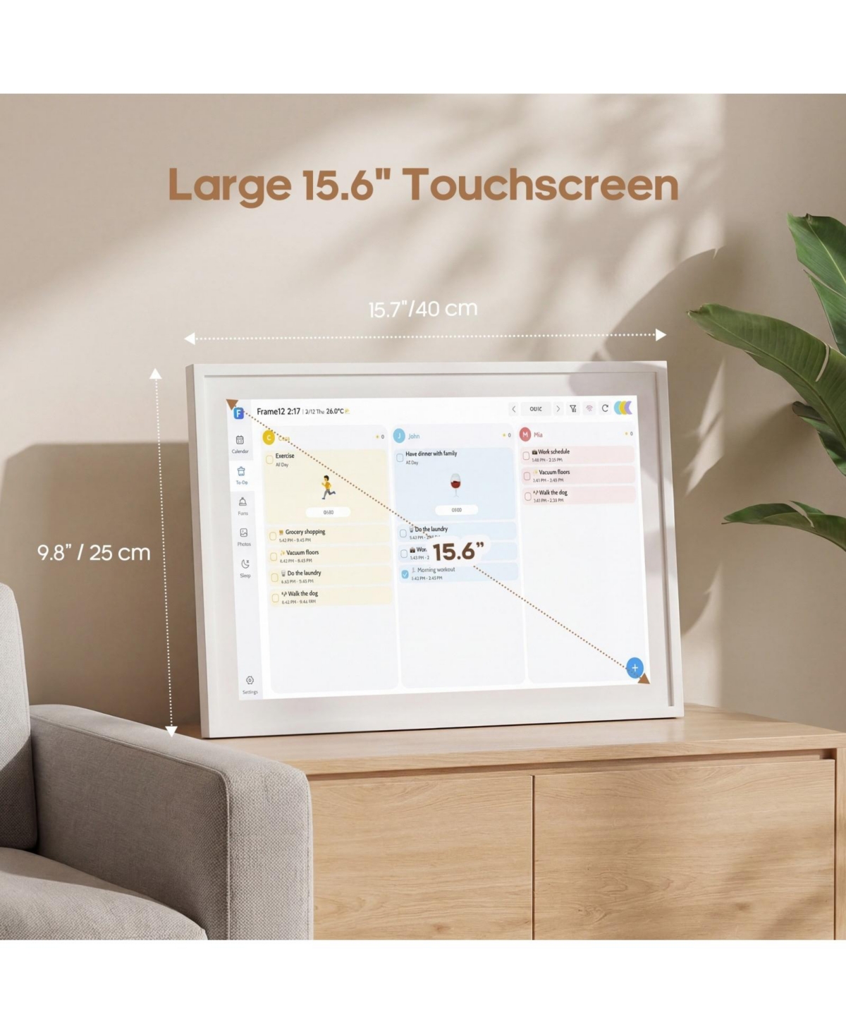 Hongge 15.6 Inch Smart Family Calendar Chore Chart and Habit Tracker