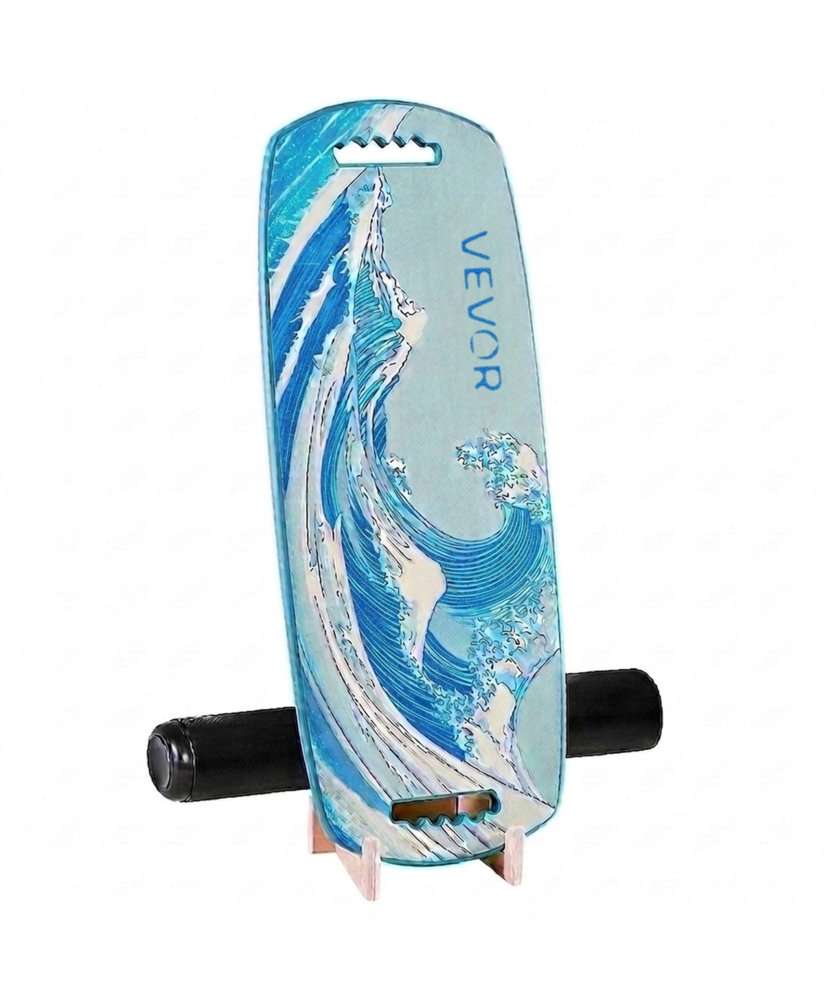 Hongge Wooden Balance Board Trainer 30 in with Roller Magnetic Stoppers and Storage Rack for Core and Surf Training