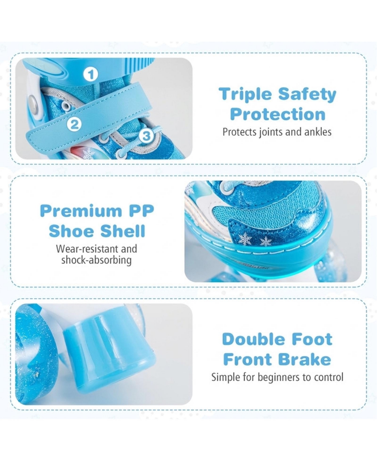 Sugift Kids Adjustable Roller Skates 4 Sizes with Light-up Wheels for Toddler