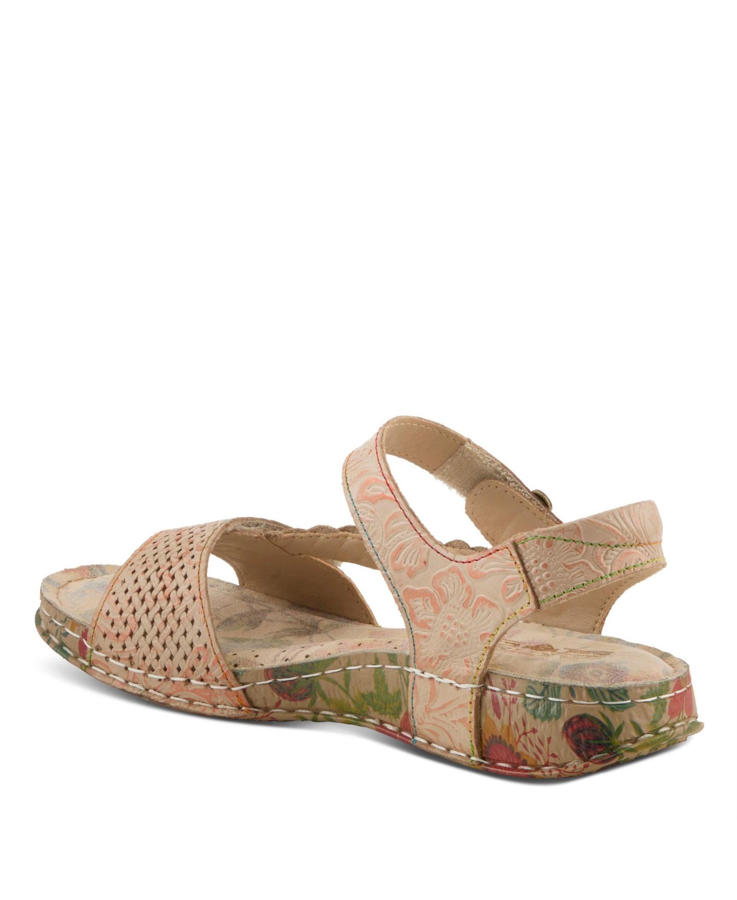 Женские сандалии L'Artiste Popular Quarter Strap Sandal with Leather Upper, цвет: Бежевый разноцветный — фото 7