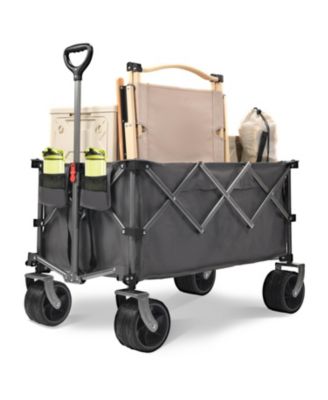 400L Collapsible Wagon, Beach with Big Wheels, Folding Wagon Cart, 450LB Heavy Duty