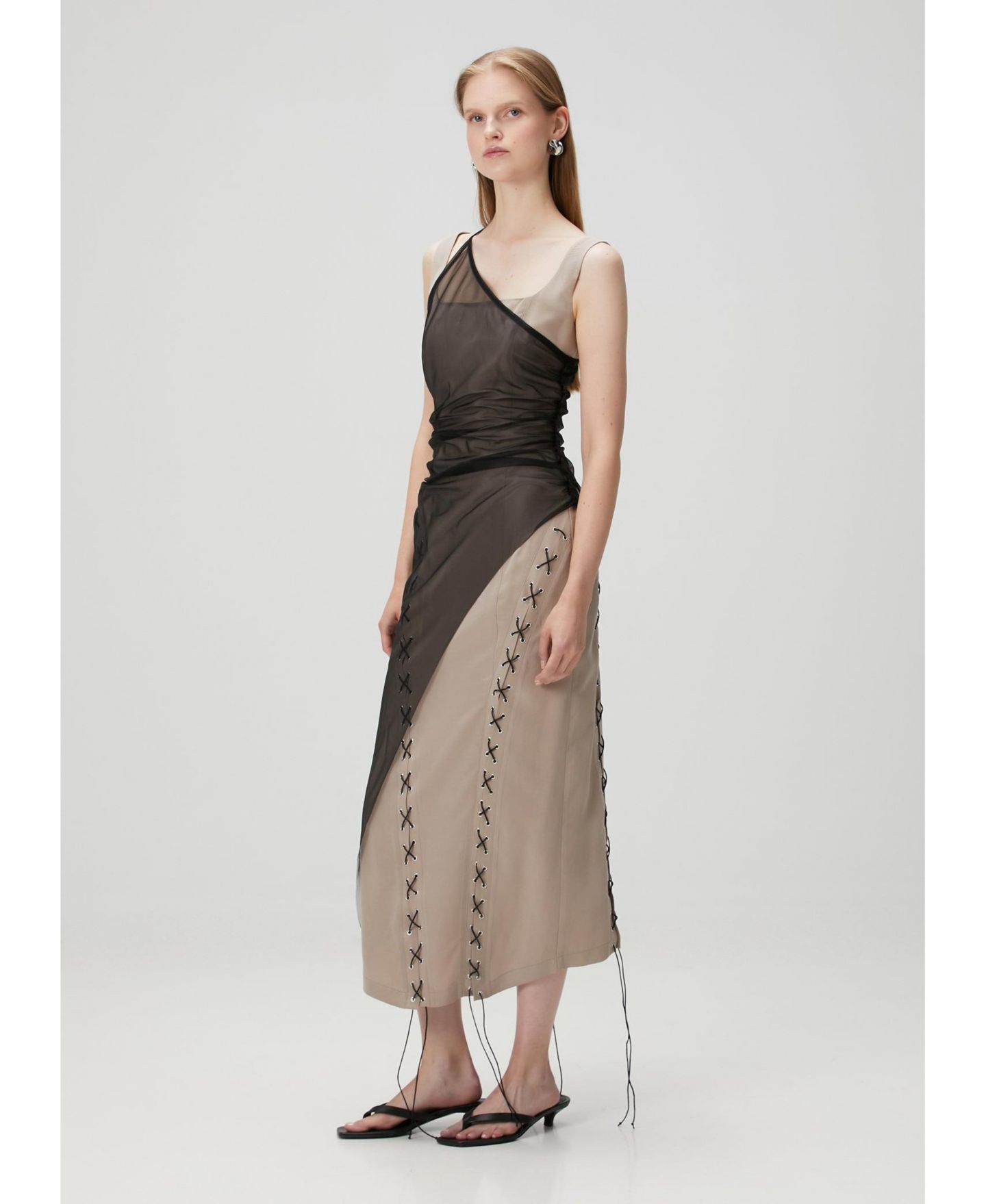 Женское платье PCFG Square-Neck Sleeveless Midi, цвет: Бежевый — фото 7