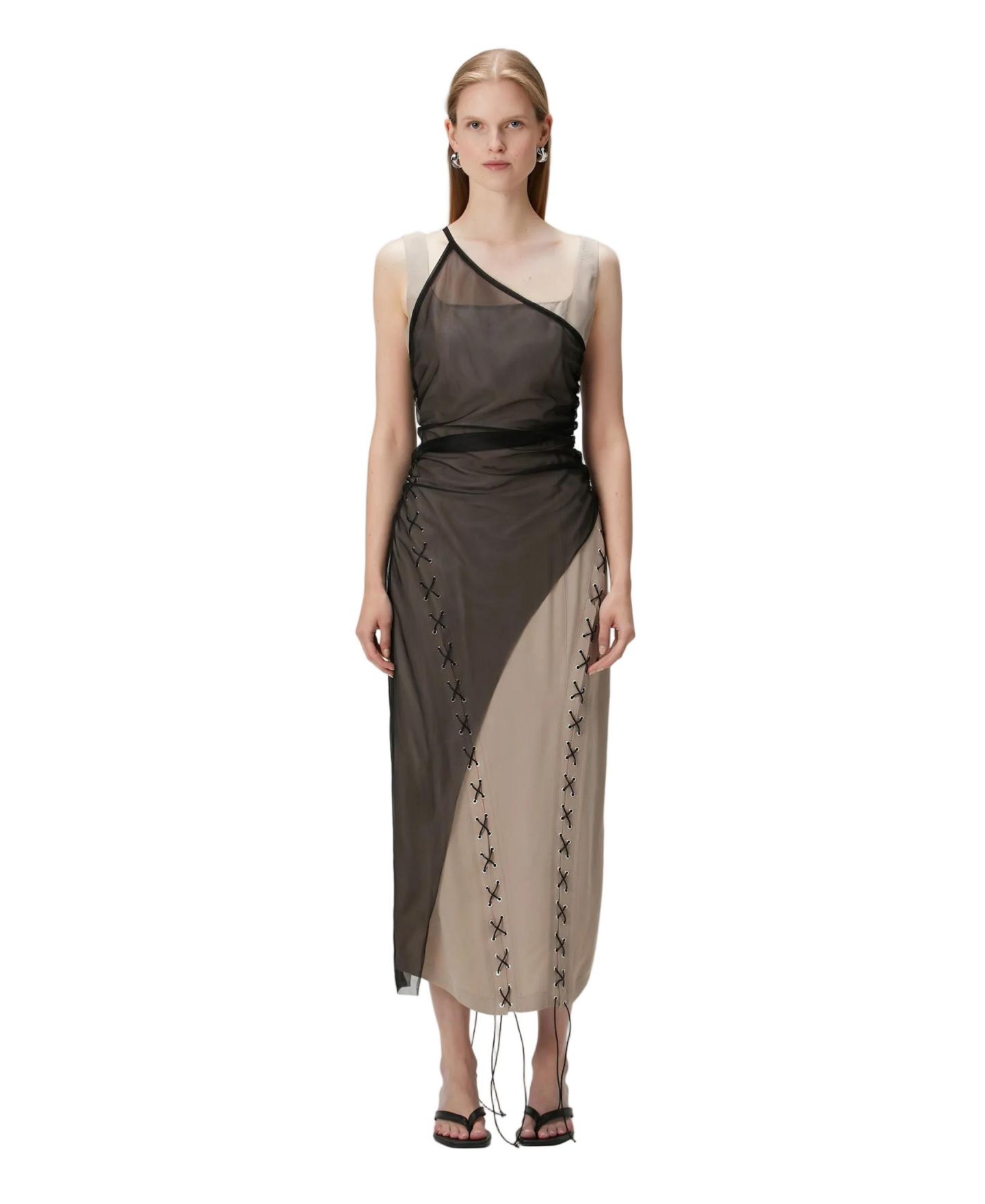 Женское платье PCFG Square-Neck Sleeveless Midi, цвет: Бежевый — фото 1