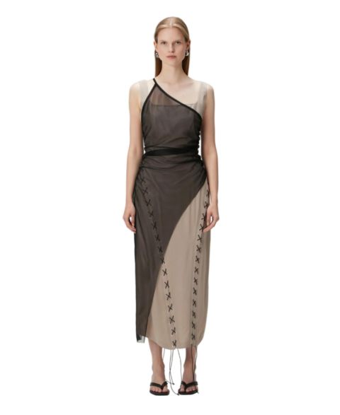 Женское платье PCFG Square-Neck Sleeveless Midi, цвет: Бежевый