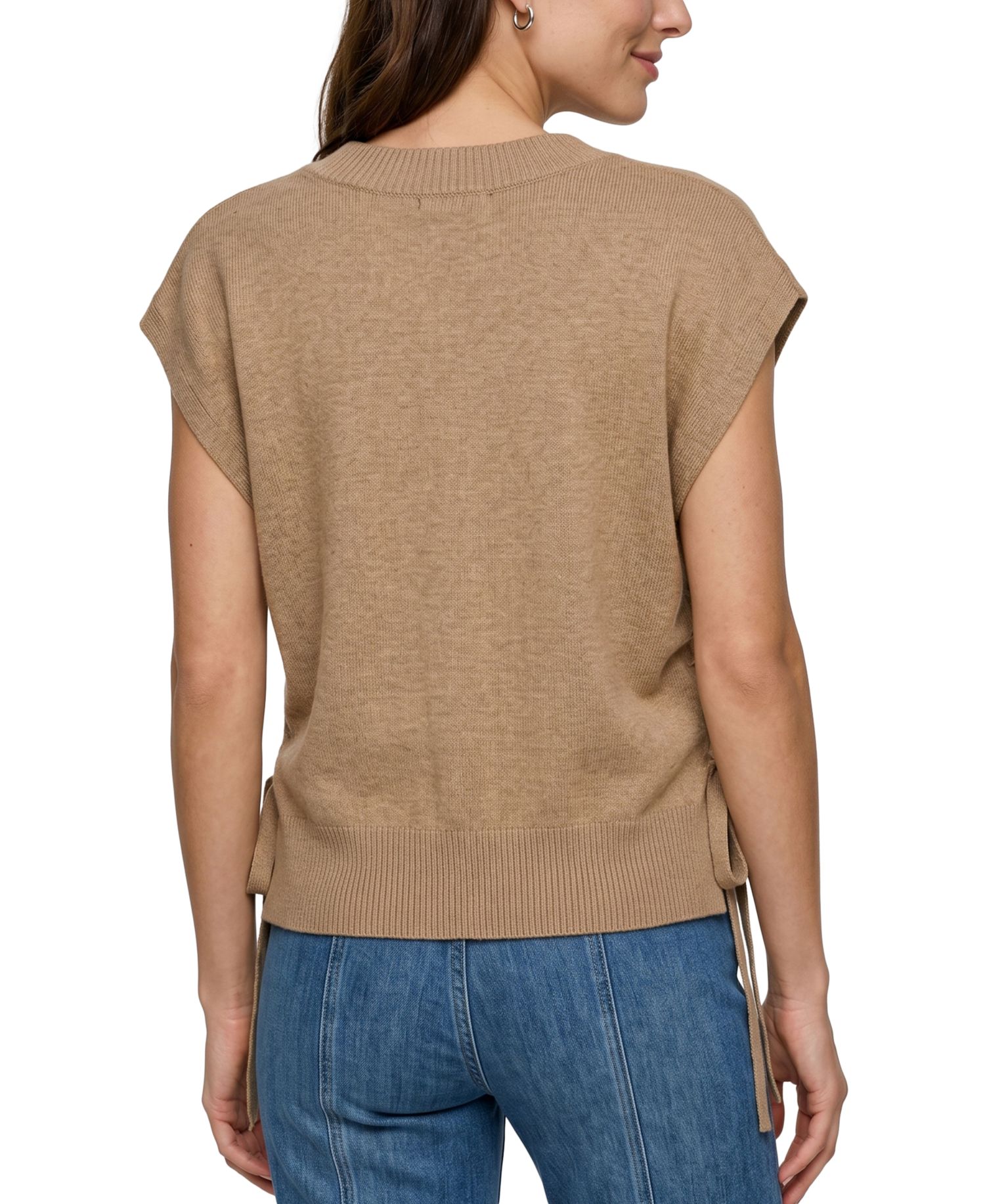 Petite V-Neck Dolman Popover Adjustable-Side-Ties Sweater