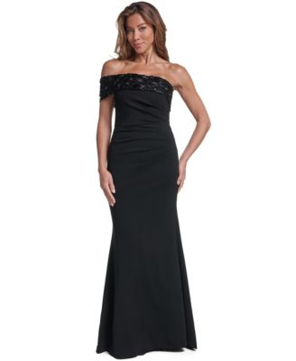 Petite One-Shoulder Embellished Formal Gown