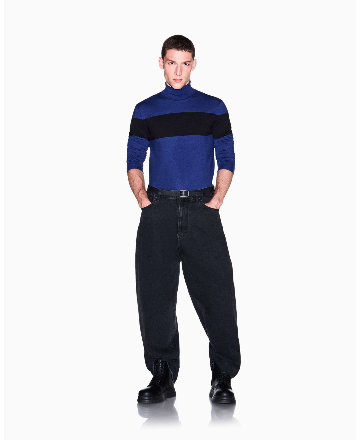 Men's Viscose Colorblock Turtleneck Sweater