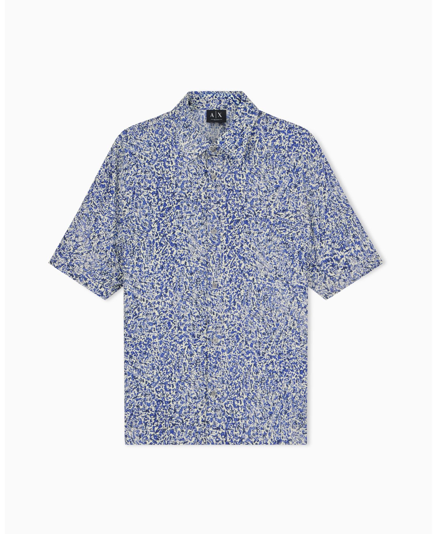 Men's Short Sleeve All-Over Logo Woven Button-Down Shirt