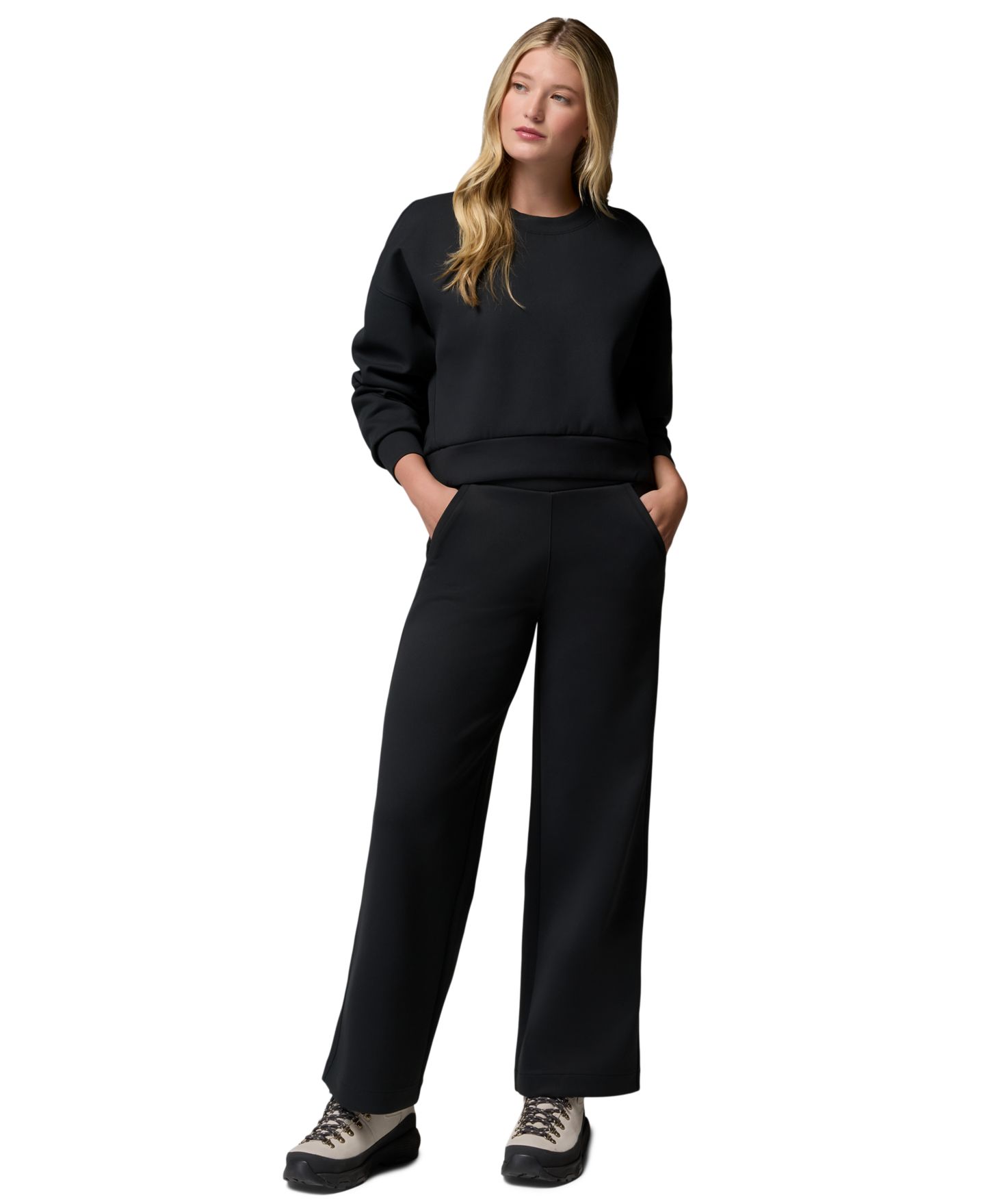 Женский свитшот Columbia Amaze Heavyweight Relaxed-Fit Cropped Sweatshirt, цвет: Чёрный — фото 2