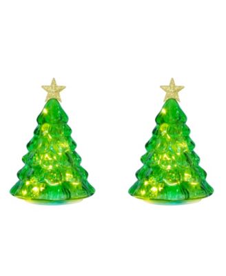 Twinkling Glass Trees, Set of 2