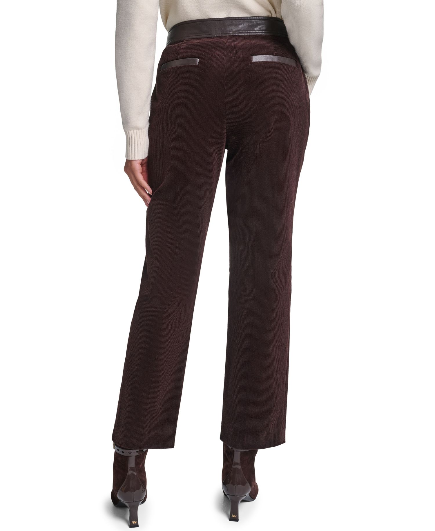 Petite High-Waist Straight Corduroy Pants