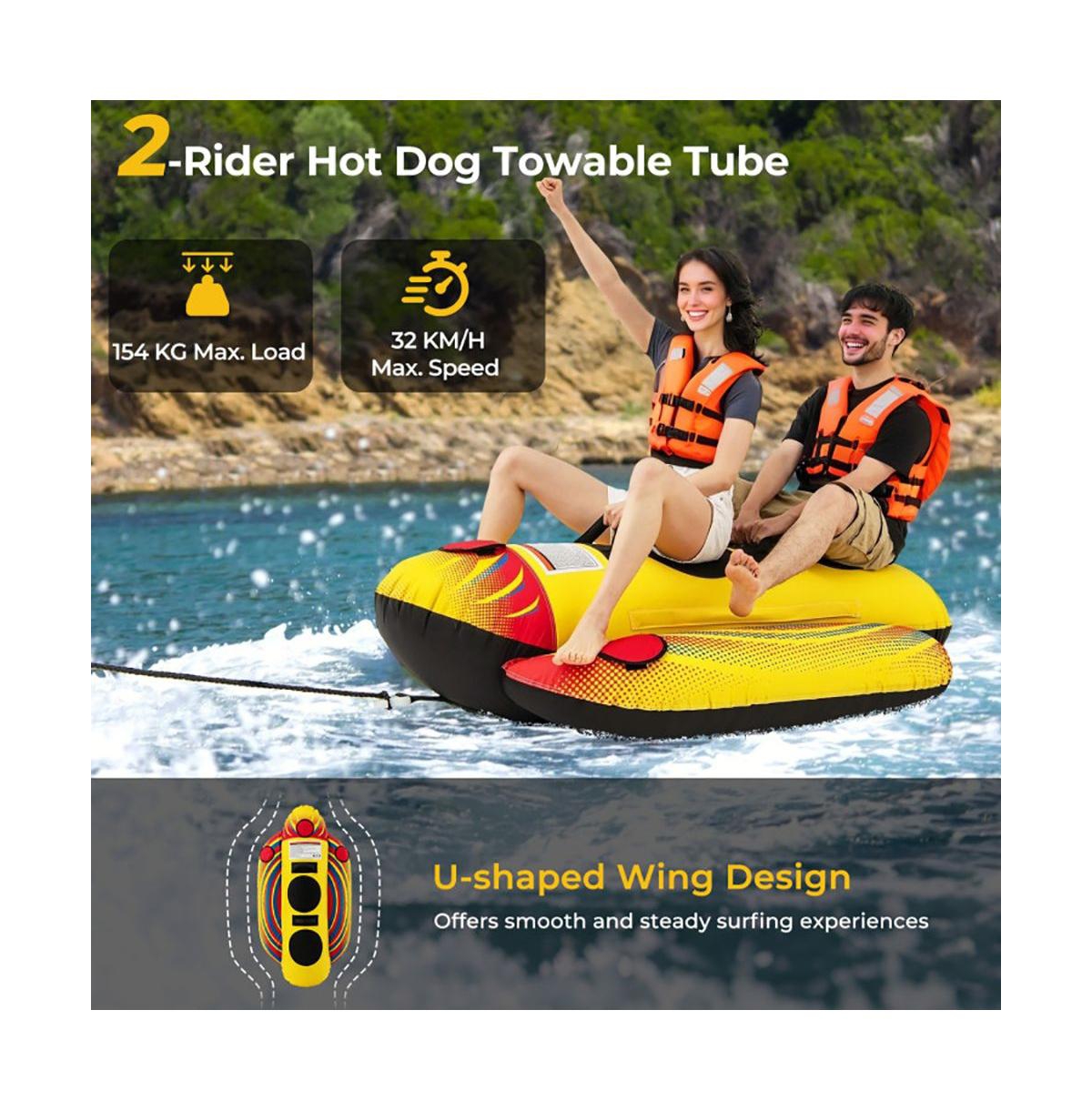 Hikeen 1 or 2 Person Inflatable Towable Tube Banana Boat for Boating